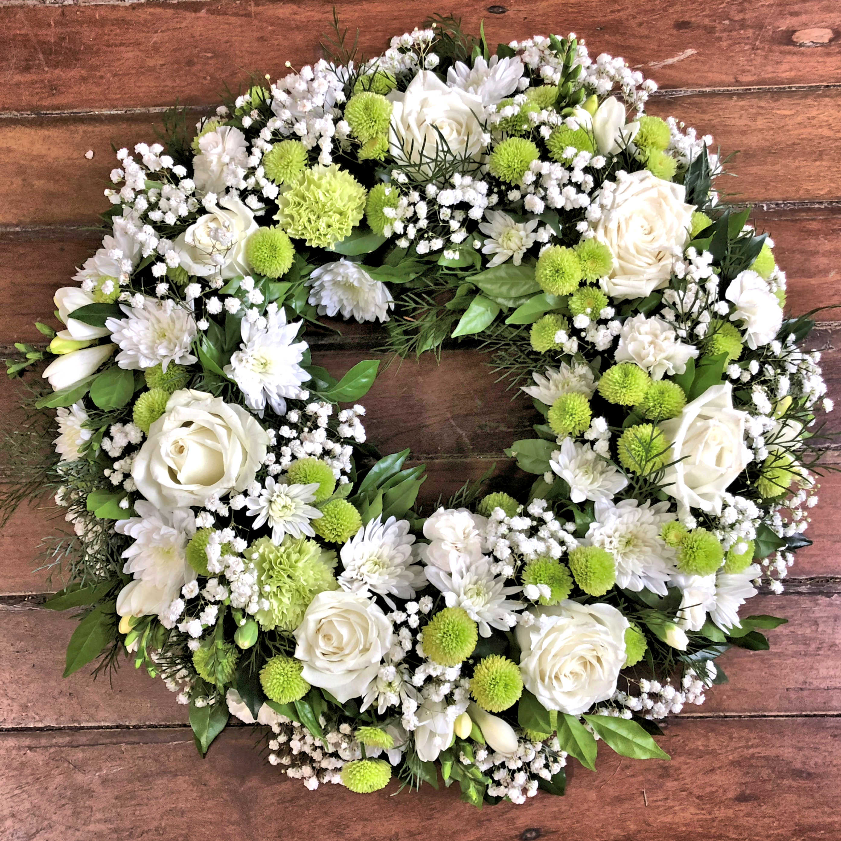 Sympathy Wreath White Karinya Florist