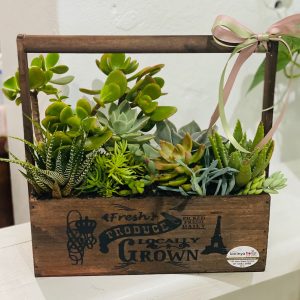 Wooden Tote Succulents